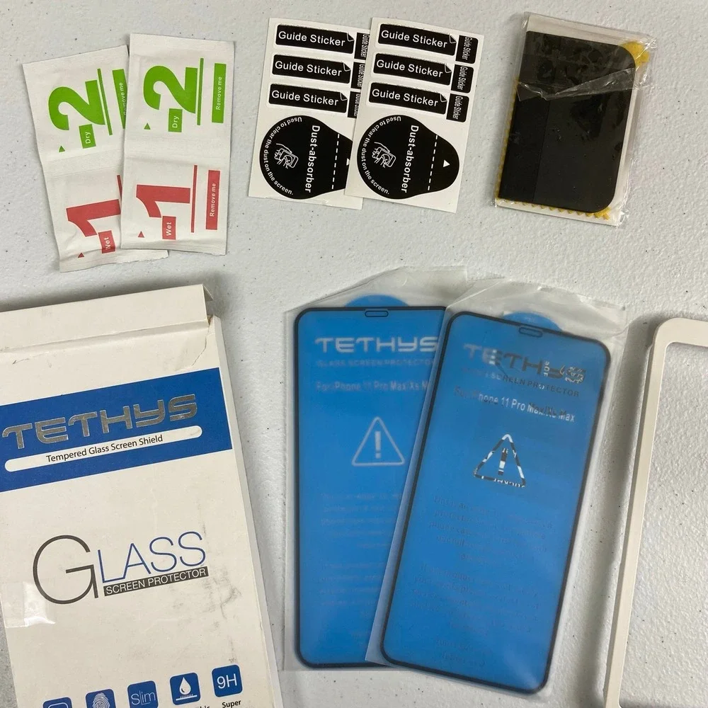 TETHYS tempered glass screen shield protector iPhone 11 Pro Max/XS Max phone set